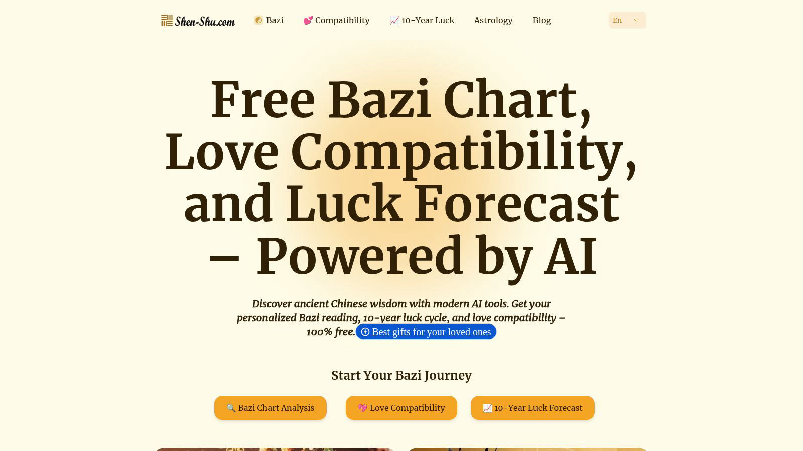 Shen Shu | Bazi Calculator Powered by AI application interface and features