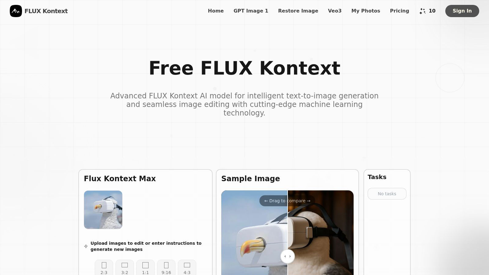 FLUX Kontext application interface and features
