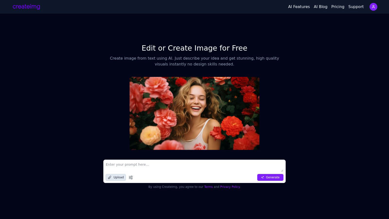 CreateImg application interface and features