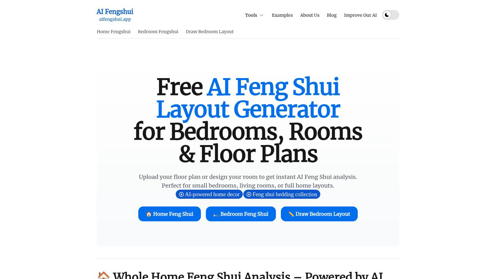 AI Feng Shui Generator application interface and features