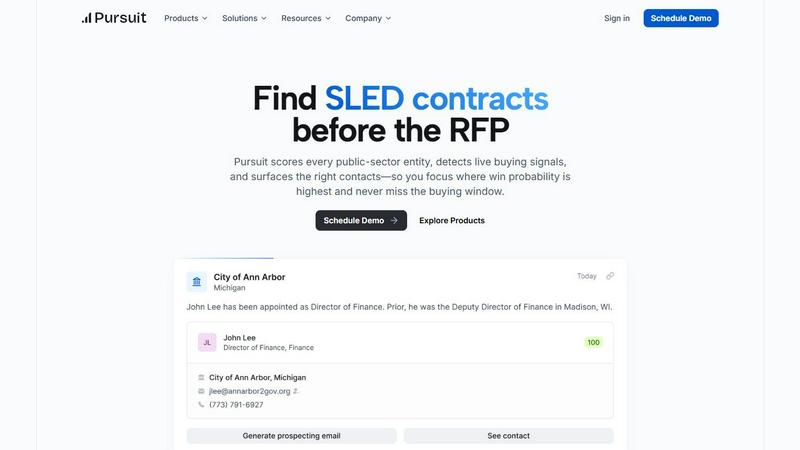 Pursuit application interface and features