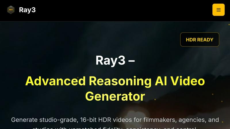 Ray3 application interface and features