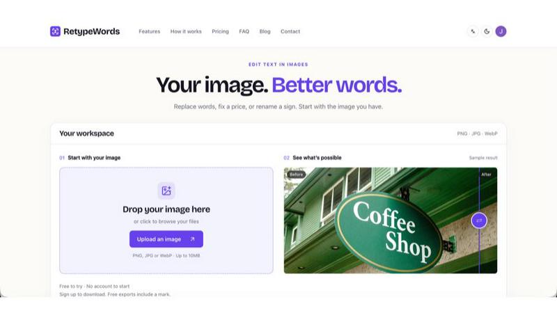 Retypewords screenshot