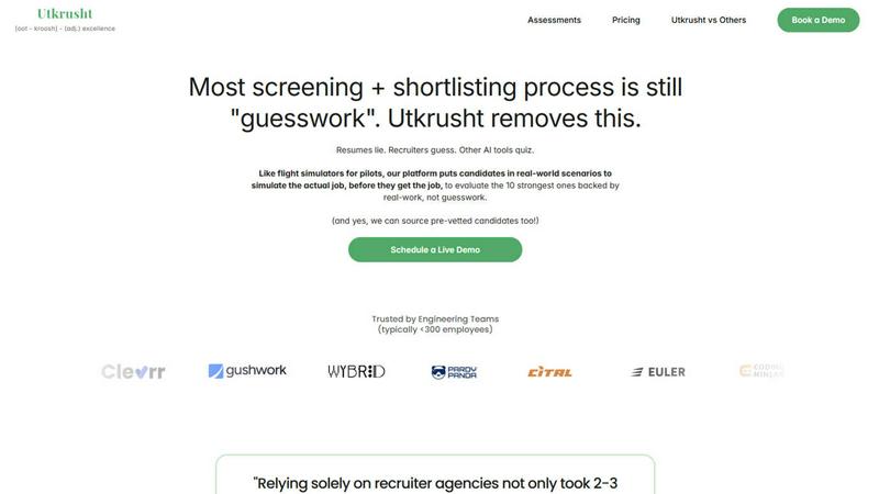 Utkrusht application interface and features